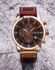 Aureo® Leather Strap Quartz Watch