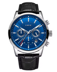 LIGE Blue Dial Chronograph Leather Strap Watch