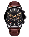 LIGE Blue Dial Chronograph Leather Strap Watch