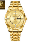 POEDAGAR Two-Tone Stainless Steel Day-Date Quartz Watch