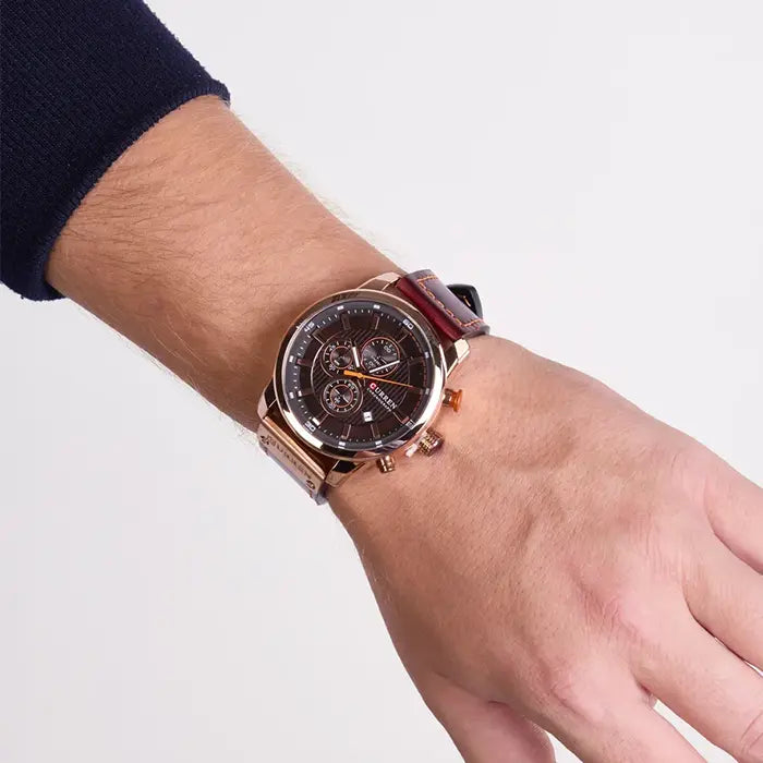 Aureo® Leather Strap Quartz Watch