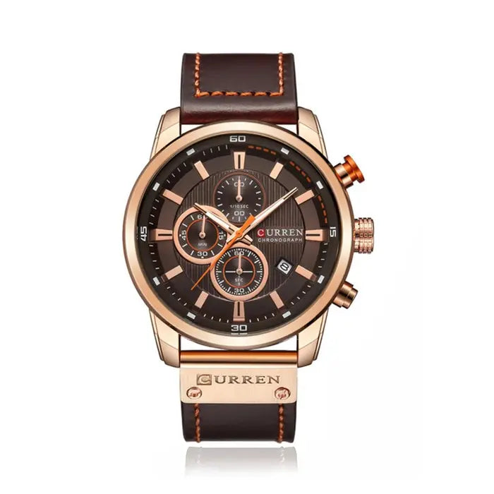 Aureo® Leather Strap Quartz Watch
