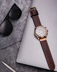 Aureo® Leather Strap Quartz Watch