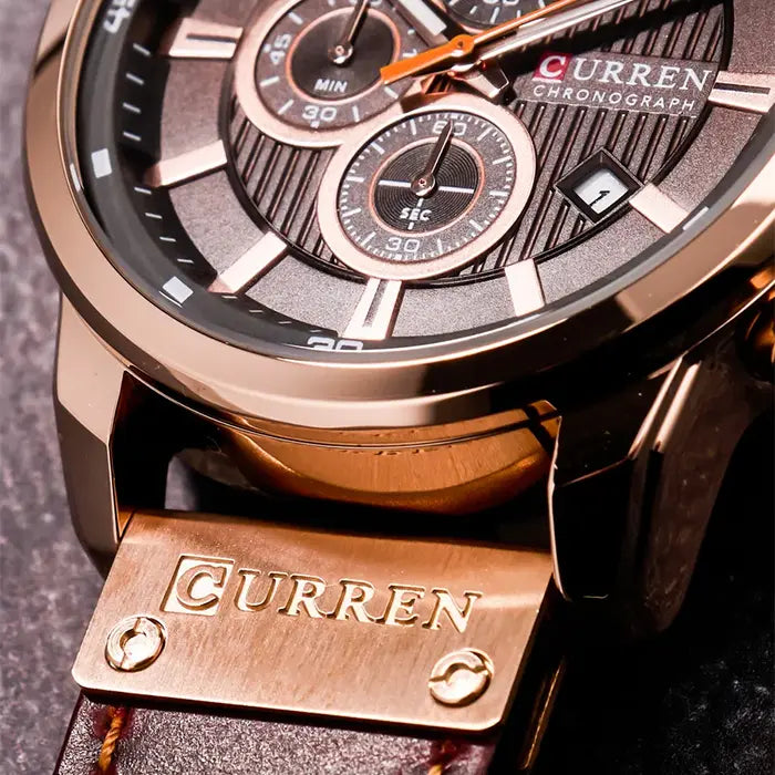 Aureo® Leather Strap Quartz Watch
