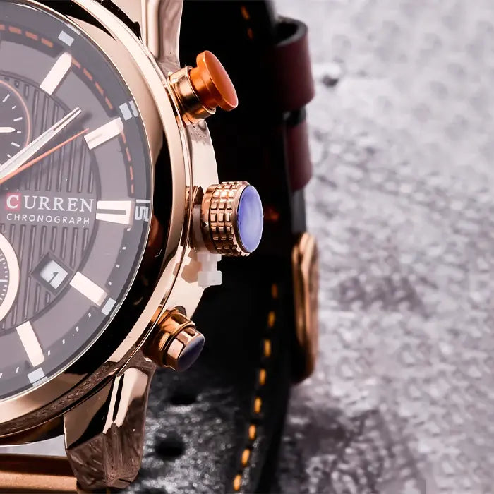 Aureo® Leather Strap Quartz Watch