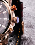 Aureo® Leather Strap Quartz Watch