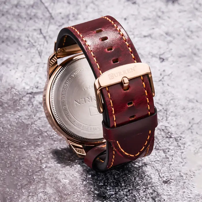 Aureo® Leather Strap Quartz Watch