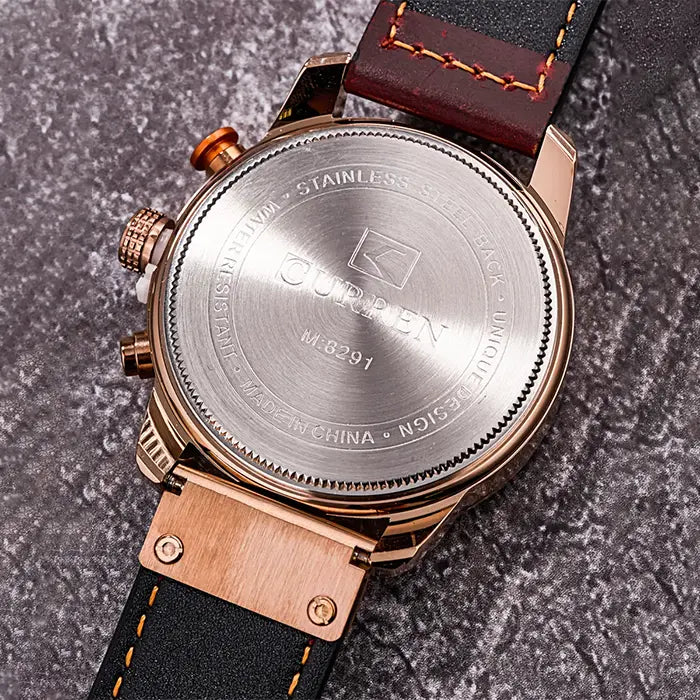 Aureo® Leather Strap Quartz Watch