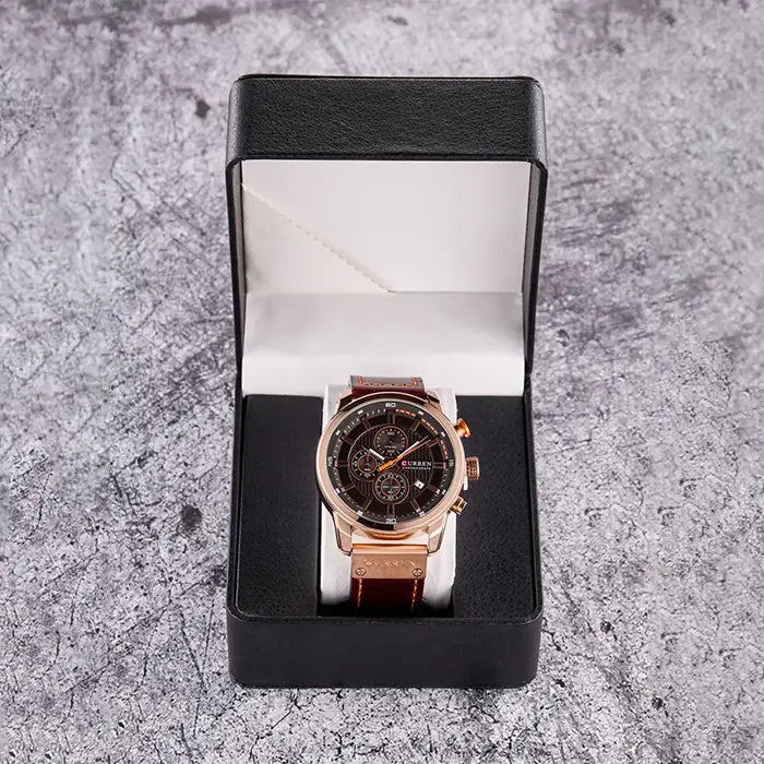 Aureo® Leather Strap Quartz Watch