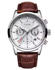 LIGE Blue Dial Chronograph Leather Strap Watch