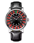 LIGE Roulette Bezel Leather Strap Quartz Watch