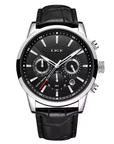 LIGE Blue Dial Chronograph Leather Strap Watch
