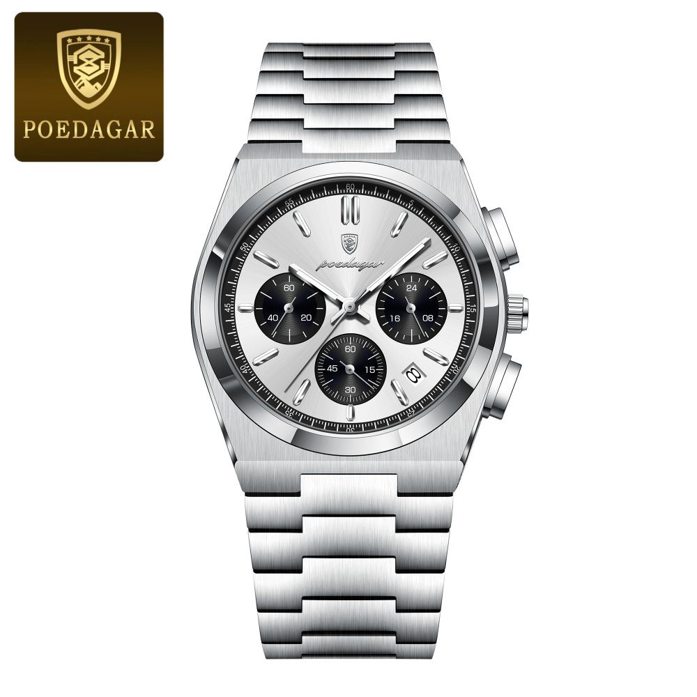 POEDAGAR Chronograph Stainless Steel Quartz Watch